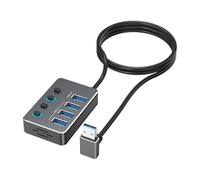 Hkfgdjdl Adaptador USB de 4 puertos con interruptores LED independientes para cada puerto, incluyendo USB 3.0 a 5 Gbps y USB 2.0 para varios dispositivos