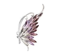 Hkfgdjdl Broche de mariposa de cristal azul brillante, diseño elegante, joyería ligera de aleación para mujer, accesorio de fiesta