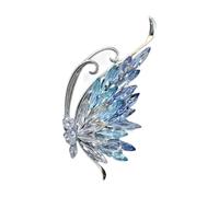 Hkfgdjdl Broche de mariposa de cristal azul brillante, diseño elegante, joyería ligera de aleación para mujer, accesorio de fiesta