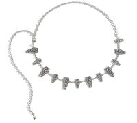 Hkfgdjdl Cadena de cintura de metal plateado modificable para mujer con plan de calavera, cinturón fino permanente para fiestas todos los días
