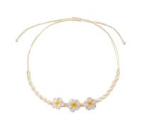 Hkfgdjdl Collar con colgante, collar de concha de flor ajustable tejido a mano, cuentas naturales de arcilla suave, joyería para mujer