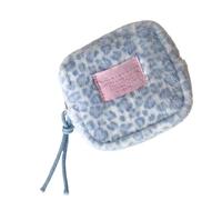 Hkfgdjdl Contenedor de almacenamiento portátil cuadrado pequeño con estampado de leopardo para mujeres, cosméticos, toallas sanitarias, artículos personales, organizador