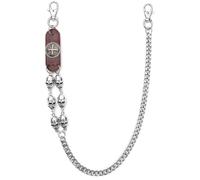Hkfgdjdl Dark Outsider - Cadena de cinturón de calavera con mezcla de hierro y piel auténtica para hombres y mujeres, adición de moda nerviosa