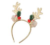 Hkfgdjdl Diadema de cuernos de reno de Navidad con cascabeles de cascabel, accesorio ligero para el pelo para adultos y niños, fiesta de vacaciones