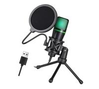 Hkfgdjdl Instants Setups - Micrófonos USB para computadora con perilla de ganancias de iluminación RGB y soporte de choque para juegos de PC y reproducción