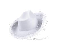 Hkfgdjdl Llamativos sombreros de vaquera de cristal para novia, sombrero de panamá, para despedida de soltera, club, espectáculos de escenario