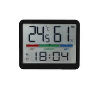 Hkfgdjdl Reloj despertador con fecha y humedad, reloj digital, pantalla grande, funciona con pilas, relojes de escritorio para dormitorio, sala de estar