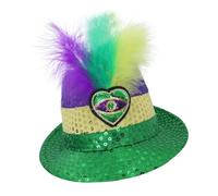 Hkfgdjdl Sombrero de jazz con lentejuelas brillantes y decoración de plumas para carnavales, fiestas, fiestas de StPatricks