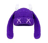 Hkfgdjdl Sombrero de punto sin ala con orejas largas para cosplay, cuerno de diablo, para fiesta de Halloween, Navidad, festival, evento