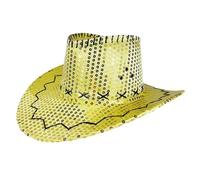 Hkfgdjdl Sombreros de vaqueras occidentales con lentejuelas para festivales, fiestas y carnavales, diseño brillante, ligero y práctico, sombrero de poliéster