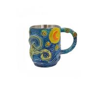 Hkfgdjdl Star - Taza de café artística de resina y acero inoxidable con aislamiento de gran capacidad para bebidas