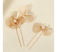 HKGYTRBN Diadema de Perlas Hecha a Mano de Moda, Conjunto de Accesorios para el Cabello con pétalos de Oro Coreanos, Tocado de Novia para Boda, Banda para el Cabello