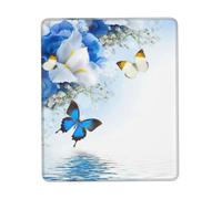 HKHLHLH Alfombrilla de ratón con diseño de flores y mariposas con borde cosido, alfombrilla de ratón para computadora con base de goma antideslizante, alfombrilla de ratón para laptop