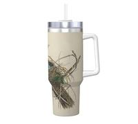 HKHLHLH Birds Nest Prinitng - Taza de café de acero inoxidable de 40 onzas, taza de café de viaje, con asa y tapa, a prueba de fugas, reutilizable
