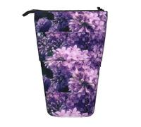 HKHLHLH Blooming - Estuche telescópico para lápices, diseño de flores moradas, para niñas, niños y estudiantes, Black, Talla única, Organizador de bolsas