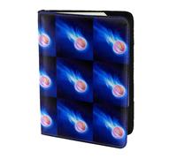 HKHLHLH Blue Fire - Funda para pasaporte con impresión de pelota de baloncesto de 5.5 pulgadas con organizador de tarjetas de crédito para viajes, Black, Talla única