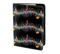 HKHLHLH Colorido estuche para pasaporte con impresión de notas musicales de 5.5 pulgadas con organizador de tarjetas de crédito para viajes, Black, Talla única
