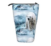 HKHLHLH Cool Animal - Estuche telescópico para lápices, diseño de oso polar blanco, para niñas, niños y estudiantes, Black, Talla única, Organizador de bolsas