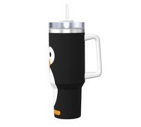 HKHLHLH Cute Penguin Prinitng - Taza de café de acero inoxidable de 40 onzas, con asa y tapa, a prueba de fugas, reutilizable