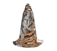 HKHLHLH Disfraz de bruja de gato, vampiro, mago, capa con capucha para adolescentes, baile de máscaras, fiesta de Halloween, cosplay