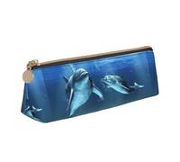 HKHLHLH Dolphins in The Sea - Estuche para niños, estuche multifunción para lápices, para escuela, trabajo, viajes, White, Talla única, Organizador de bolsas
