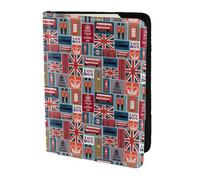 HKHLHLH England Symbols Printing - Funda para pasaporte de 5.5 pulgadas con organizador de tarjetas de crédito para viajes, Black, Talla única