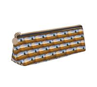 HKHLHLH Estuche de piel con cremallera para bolígrafos con estampado de paisaje de hierba dorada otoñal, práctico estuche para lápices para niños, para la escuela y la oficina, White, Talla única