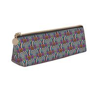 HKHLHLH Estuche de piel con estampado de mandala colorido de hongos abstractos, con cremallera, práctico estuche para lápices para niños, para la escuela y la oficina, White, Talla única, Neceser de