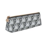 HKHLHLH Estuche de piel con estampado de piedra de mármol oriental, con cremallera, práctico estuche para lápices para niños, para la escuela y la oficina, White, Talla única, Neceser de maquillaje