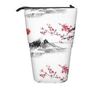 HKHLHLH Estuche japonés con soporte telescópico para lápices, diseño de sol rojo, para niñas, niños y estudiantes, Black, Talla única, Organizador de bolsas
