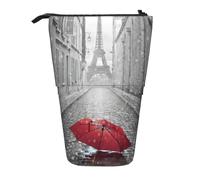 HKHLHLH Estuche para lápices con diseño de Torre Eiffel de París, diseño de la calle París, estuche telescópico para niñas, niños y estudiantes, Black, Talla única, Organizador de bolsas