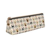 HKHLHLH Estuche para lápices con texto en inglés "I Love French Bulldog para niños y niñas, estuche multifunción para lápices, para escuela, trabajo, viajes, White, Talla única, Organizador de bolsas