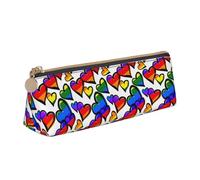 HKHLHLH Estuche para lápices de colores arcoíris con corazones del orgullo gay para niños y niñas, estuche multifunción para lápices para escuela, trabajo, viajes, White, Talla única, Organizador de