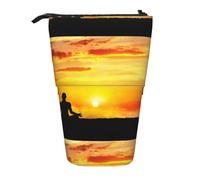 HKHLHLH Estuche para lápices de meditación y yoga, soporte telescópico para bolígrafos, bolsa de cosméticos desplegable para niñas, niños y estudiantes, Black, Talla única, Organizador de bolsas