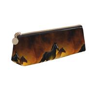 HKHLHLH Estuche para lápices para niños y niñas, diseño de caballos negros, nubes rojas, estuche multifunción para lápices, para escuela, trabajo, viajes, White, Talla única, Organizador de bolsas