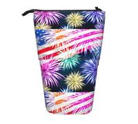 HKHLHLH Estuche para lápices patriótico del 4 de julio, con diseño de bandera americana, estuche telescópico para niñas, niños y estudiantes, Black, Talla única, Organizador de bolsas