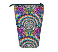 HKHLHLH Estuche telescópico con diseño abstracto de hongos y mandalas, para lápices, para niñas, niños y estudiantes, Black, Talla única, Organizador de bolsas
