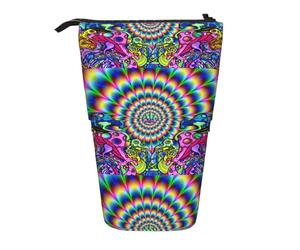 HKHLHLH Estuche telescópico con diseño abstracto de hongos y mandalas, para lápices, para niñas, niños y estudiantes, Black, Talla única, Organizador de bolsas
