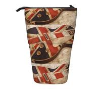 HKHLHLH Estuche telescópico con diseño de bandera británica para guitarra, estuche de cosméticos, para niñas, niños y estudiantes, Black, Talla única, Organizador de bolsas