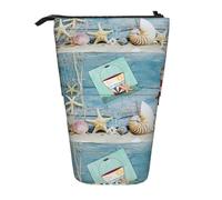 HKHLHLH Estuche telescópico con diseño de estrella de mar y faro de playa, para niñas, niños y estudiantes, Black, Talla única, Organizador de bolsas