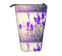 HKHLHLH Estuche telescópico con diseño de flores de lavanda, para niñas, niños y estudiantes, Black, Talla única, Organizador de bolsas