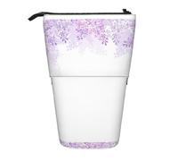 HKHLHLH Estuche telescópico con diseño de flores en flor de color lila para lápices, para niñas, niños y estudiantes, Black, Talla única, Organizador de bolsas