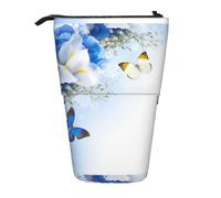 HKHLHLH Estuche telescópico con diseño de flores y mariposas, para niñas, niños y estudiantes, Black, Talla única, Organizador de bolsas