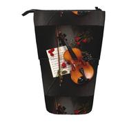HKHLHLH Estuche telescópico con soporte para bolígrafo de pie para partituras de violín, bolsa de cosméticos desplegable para niñas, niños y estudiantes, Black, Talla única, Organizador de bolsas