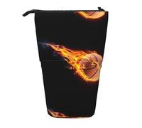 HKHLHLH Estuche telescópico de pie para lápices de baloncesto en fuego, bolsa de cosméticos emergente, para niñas, niños y estudiantes, Black, Talla única, Organizador de bolsas