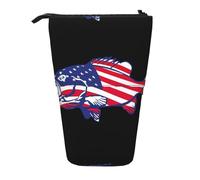 HKHLHLH Estuche telescópico de pie para lápices de pesca patriótica de la bandera estadounidense, bolsa de cosméticos, para niñas, niños y estudiantes, Black, Talla única, Organizador de bolsas