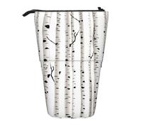 HKHLHLH Estuche telescópico de pie para lápices, diseño de árbol de abedul, bolsa de cosméticos, para niñas, niños y estudiantes, Black, Talla única, Organizador de bolsas