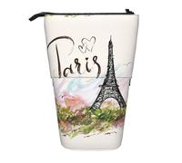 HKHLHLH Estuche telescópico de pie para lápices, diseño de Torre Eiffel, para niñas, niños y estudiantes, Black, Talla única, Organizador de bolsas