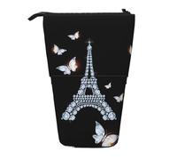 HKHLHLH Estuche telescópico de pie para lápices, diseño de Torre Eiffel, para niñas, niños y estudiantes, Black, Talla única, Organizador de bolsas