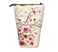 HKHLHLH Estuche telescópico japonés con diseño floral de ciruela primaveral para lápices, para niñas, niños y estudiantes, Black, Talla única, Organizador de bolsas